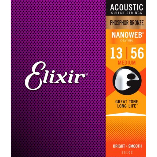 Elixir Nanoweb E11102 Medium Bronze Strings 13-56
