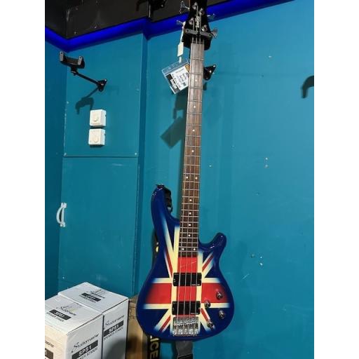 Pre-Loved Indie Union Flag Bass Guitar with Gigbag