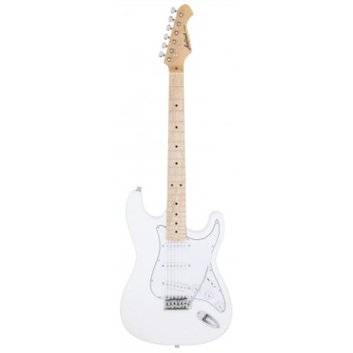 Aria STG003 Electric Guitar in White with Maple Neck